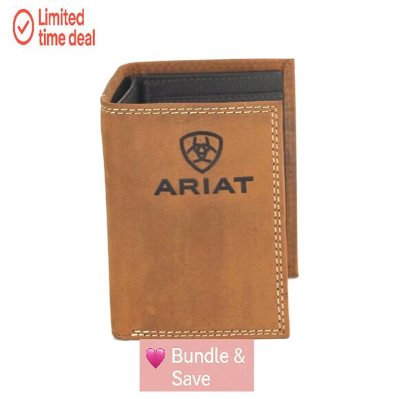 Genuine Leather Trifold Wallet with Multiple Card Slots and ID Window